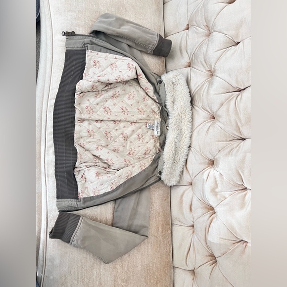 Extremely RARE Y2K Viral Abercrombie & Fitch Bomber Jacket Cotton Sz S faux fur - Picture 2 of 16